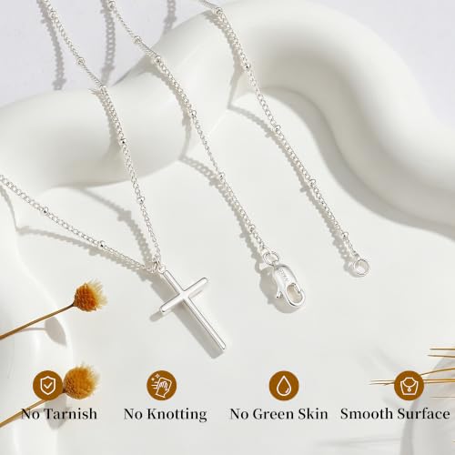 925 Sterling Silver Cross Necklace for Women, Dainty Silver Cross Necklace