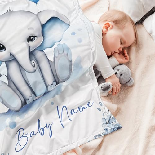 Personalized Baby Blanket for Boy Girl Newborn Custom Elephant Blanket with Name Customized Gifts for Baby Shower Birthday Christmas - color: Style4