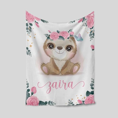 Personalized Sloth Throw, Custom Baby Blanket, Custom Nursery Blanket, Cover for Boys, Safari Baby Quilt, Woodland Baby Blanket - color: Forest Blanket #14