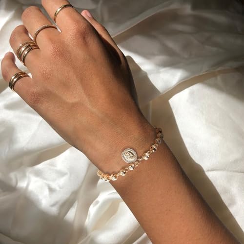 HZMAN Brass Virgin Mary Cross Rosary Bead Bracelet for Women - color: Virgin Mary