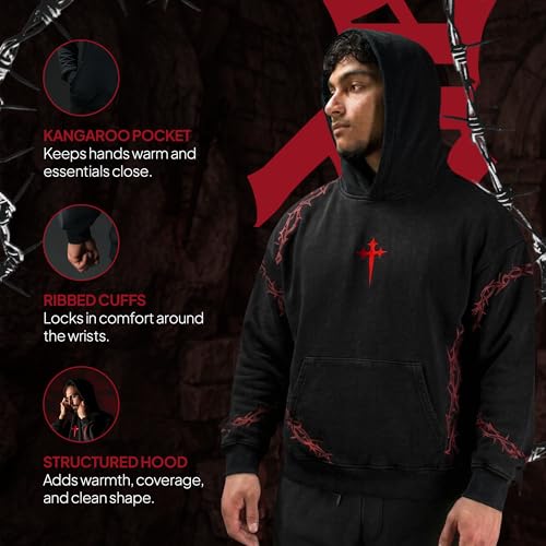 SAINT KAIZEN Risen Hoodie - Resurrection Pullover Sweatshirt, - size: Medium