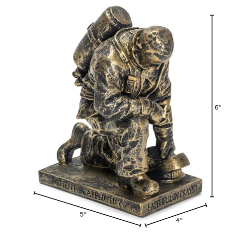 Dicksons Joyful in Hope Praying Firefighter 5 inch Gray Resin Stone Table Top Figurine - style: Joyful In Hope Praying Firefighter