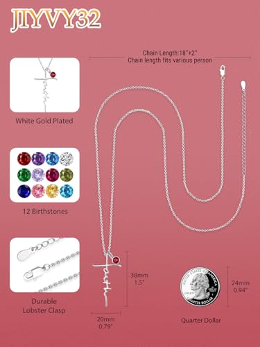 Faith Necklace White/Rose/Gold Birthday Gifts for Wife Her - color: White Gold-01-January