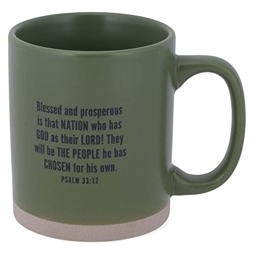 Lighthouse Christian Products One Nation Under God American Flag Green 16 Ounce Ceramic Mug