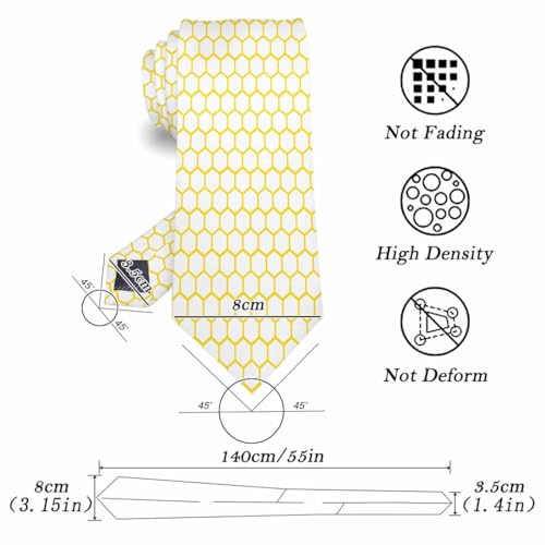 Men's Novelty Tie Black Neckties for Men Business Wedding Formal Fashion Party Accessories Gift for Husband Father - color: Yellow Honeycomb
