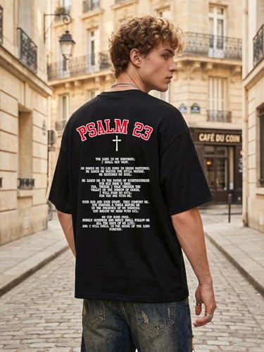 Tewmeu Christian Shirts for Men Faith Over Fear Tshirt Cross Jesus Shirt - color: Black, size: XX-Large