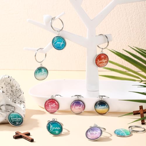 Equsion 36 Pcs Christian Keychain Bulk Mini Bible Keychains, Gradient - color: Gradient