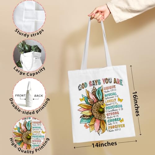 Tote Bag,Canvas Tote, Reusable Grocery Shopping Bag Aesthetic Shoulder Bag for Work, Beach, Camping 03 - color: Godsays02