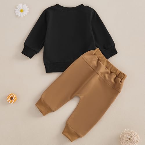 Kupretty Baby Boy Clothes Dad's Little Dude Sweatshirt Pants Set - color: Black, size: 18-24 Months