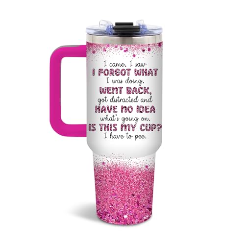 DUUV I Came I Saw I Forgot Tumbler 40oz, Insulated Gift for Elderly Senior - color: Rose Red I Came