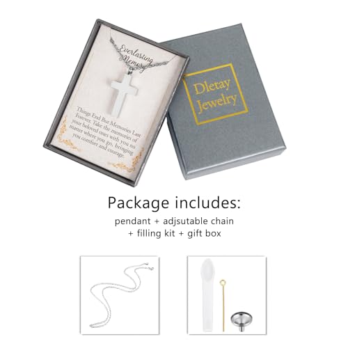 Cremation Cross Necklace for Ashes Stainless Steel Cross Urn Pendant Ashes Holder Memorial Jewelry-With Me Always - style: With Me Always-Silver-Gift Box