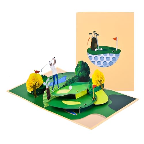 3D Pop Up Interesting Cards for men - Golf theme Greeting Card - color: Golf course
