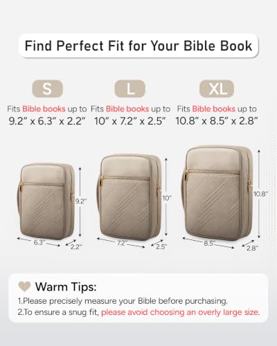BellaHold Bible Cover Case for Women Quilted Bible Case with Handle Strap - color: Desert Taupe, size: XS/S