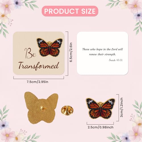 30 Sets Monarch Butterfly Pin Butterfly Brooch Christian Party Favors with Religious Bible Faith Cards, Brooches and Pins for Women Gifts Live Your Faith Christmas Badge Jewelry Sunday Church - color: Brown