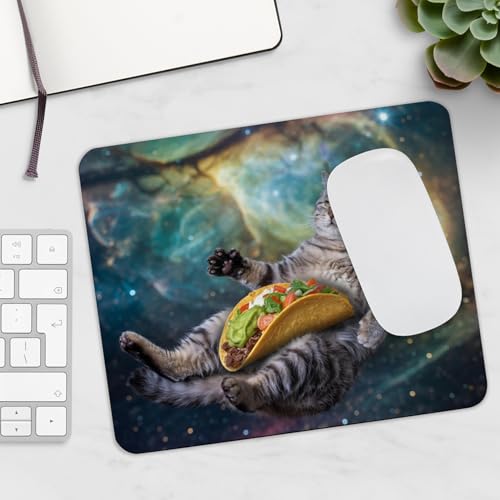 Mousepad Funny Cat Taco Space Galaxy Humor Cute Cat Floating with Taco Cosmic Desk Accessory Colorful Office Computer Mouse pad Son Gift Mexican Food Taco Lover Presents - color: Cat Taco