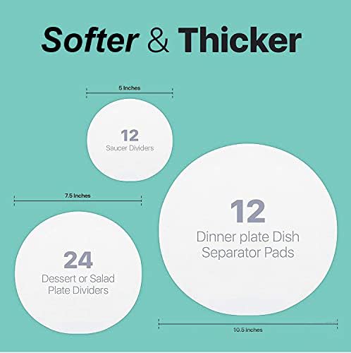 YYCRAFT 36 Felt Plate China Storage Dividers Protectors White Thick Premium Soft Round Felt Circles (10.5 Inch,White) - size: 10.5 Inch