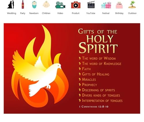 Leowefowa Holy Spirit Dove Fire Decorations Pentecost Sunday Backdrop 5x3ft Holy Spirit Dove Banners Red and White Wall Decor Church Anniversary Banner Pentecost Christian Religious Backdrop Vinyl - color: Color 07, size: 5x3ft