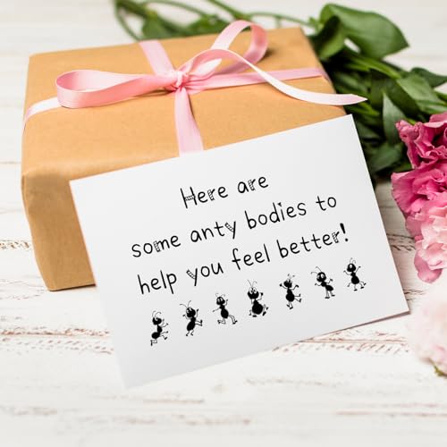 Funny Get Well Card for Men Women, Humor Sympathy Card for Him Her, Get Better Card, Encouragement Card, Here Are Some Anty Bodies To Help You Feel Better - color: Get Well Card