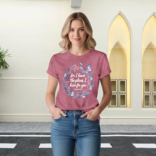 LBP Womens Christian Wildflowers Shirts Grow in Grace Shirt Bible Verse Faith-Based Tee Tops - color: Pink1, size: Medium