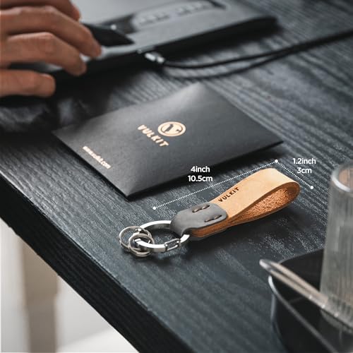 VULKIT Genuine Leather Keychain for Men & Women Everyday Carry Accessories - color: Wheat/Grey