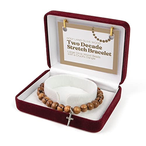 Logos Trading Post Olive Wood Catholic Rosary Bracelet from the Holy Land - style: 2 Decade Stretch