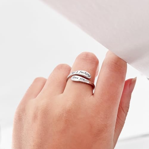925 Sterling Silver Inspirational Adjustable Rings - Personality Encouragement Jewelry Gift For Women - style: I love you