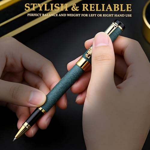 Nice pens for writing | Nice Rollerball Pens with Dragon Design, Elegant Gift Pen,for Men & Women Office & Signature Writing Pen, Refillable Black Ink Business Pen (Green) - color: Green