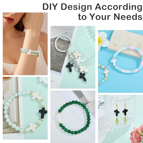 Ornaland Mini Cross Beads, Easter Crucifix for Rosary Making Bulk, 300 Pcs - color: Black White