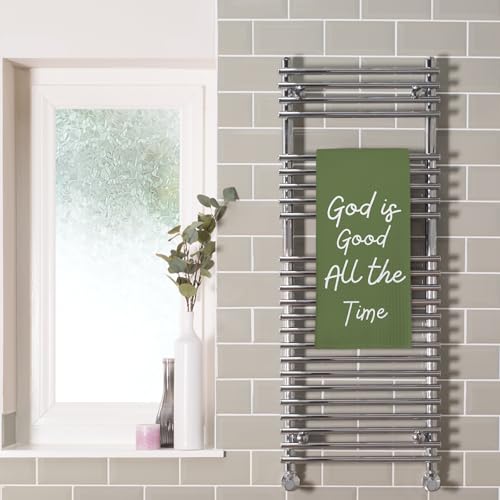 Dibor Olive Green Christian Kitchen Towels Dishcloth, Christian Gifts for Women Dish Towels, Bible Verse God is Good All The Time Decorative Hand Tea Towel for Bathroom Kitchen, 16x24 Inch - color: God