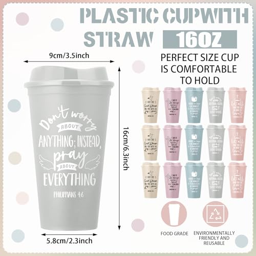 Pickmesh 15 Pcs Christian Cups Bulk Church Gifts 16 oz, Pastel - color: Pastel