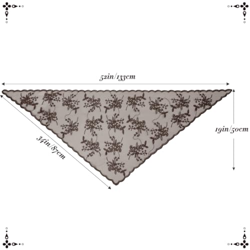Lystaii Triangle Lace Mantilla Veil Catholic Chapel Head Covering Scarf - color: Coffee