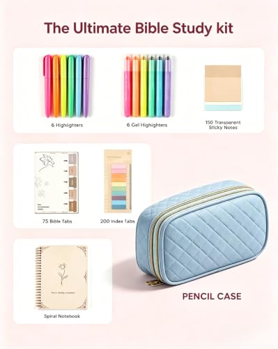 BellaHold Bible Journaling Kit for Women, Bible Study Supplies with Tabs - color: Blue-New