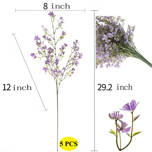 Grand Verde 29” Forget-Me-Not Artificial Flowers Faux Bouquet Long Stems for Tall Vase, DIY Crafts Home Decoration, Bulk 5pcs (Purple) - color: Violet
