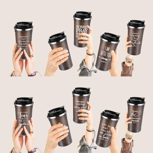 Meanplan 10 10 Set Christian Bible Verse Cup, Bible Theme, Wood Grain - color: Wood Grain, size: Bible Theme