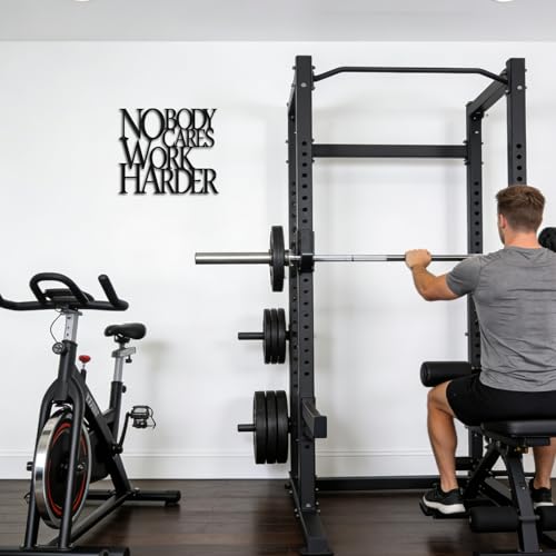 Motivational Black Metal Wall Art Home Gym Decor Inspirational Wall Decor for Office,Dorm,Living Room,Bedroom,Bathroom-Nobody Cares Work Harder,Man Cave Decor Gym House Warming Gifts for Men Women - color: Nobody Cares Work Harder
