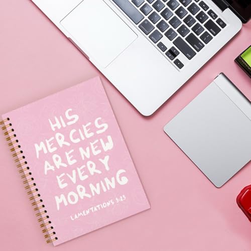 Pink Bible Note Taking Supplies Notebook Journal, Bible Study Notebook, Cute notebook, Bible Study Notebook Supplies Gifts Notebook for Teen Girls Student Teacher 5.5x8.3 inch - color: His mercies are new every morning