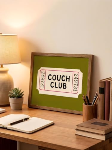 LBTZEVIR Couch Club Ticket Vintage Canvas Wall Art Retro Green 12x16in - color: Couch Club Ticket, size: 16"L x 12"W