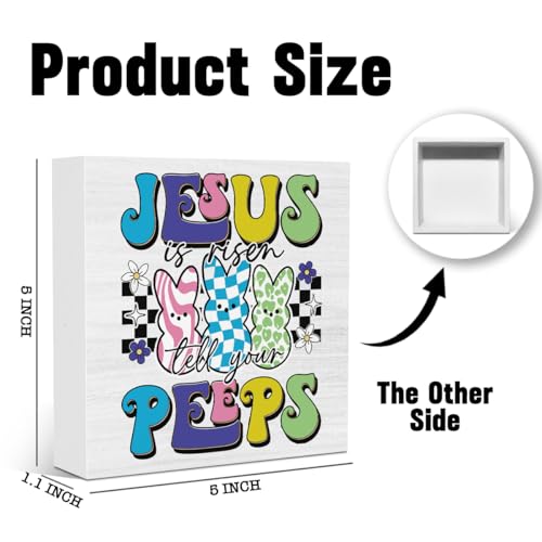 Funny Easter Peeps Decor Jesus Bunny Easter Decorations for Office Home Farmhouse Dining Room Bedroom Desk Table Decor 5 X 5 Inches - color: JesusPeeps2