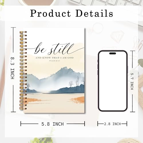 Be Still and Know That I Am God Christian Spiral Notebook 5.5x8.3, Psalm 46:10 Bible Verse Scripture Prayer Journal for Women, Mountain Religious Notebook for Note Taking - color: whtie-notebook-christian 09
