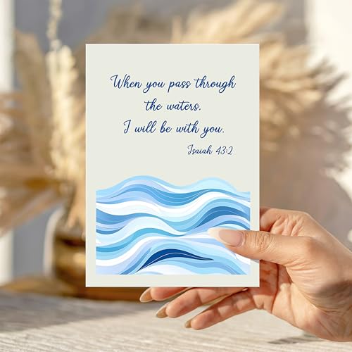 When You Pass Through the Waters Card Christian Encouragement Cards Isaiah 43:2 Bible Verse Religious Support Gift for Friend Bestie Prayer Partner Family Coworker Pastor Wife - color: When You Pass Through The Waters Isaiah 43:2