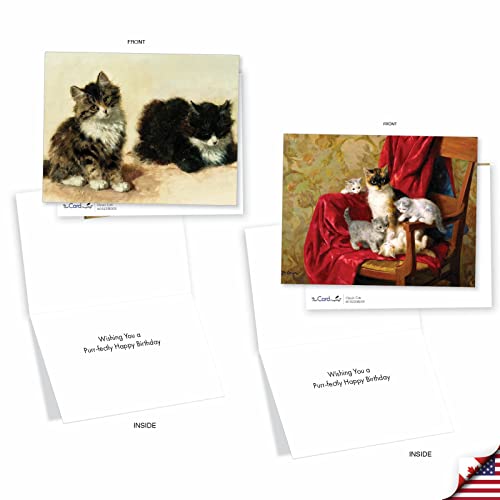 Best Card Co 20 Birthday Bulk Notecards Classic Cats AM10220BDG-B1x20 - style: Classic Cats