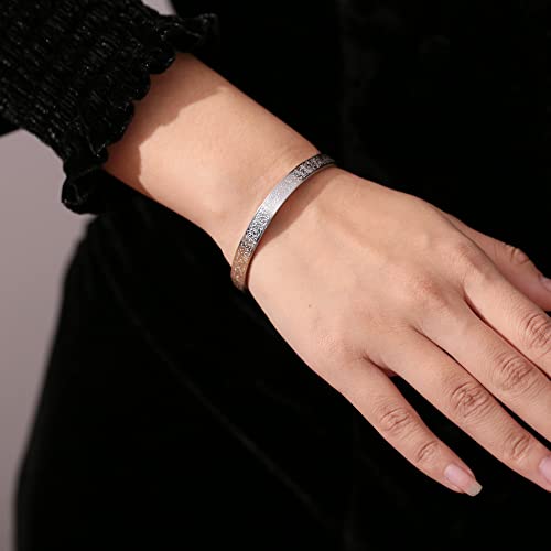 Qitian Islamic Jewelry Gifts for Women Allah Gold Bangles Bracelets Ayatul Kursi Arabic Cuff Bracelet for Women Men Islam Eid Ramadan New Year Gifts - color: C-Silver-Thick - women