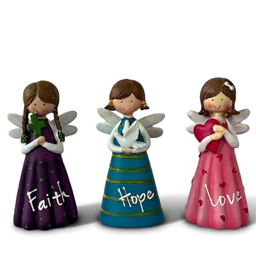 Angel Figurines Set of 3, Faith Hope Love, Resin, 12 cm - size: Little Angel Set 3