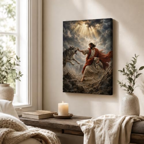 Montserrat Abbey Jesus Good Shepherd Canvas Wall Art, 11.8 x 15.7 Inch