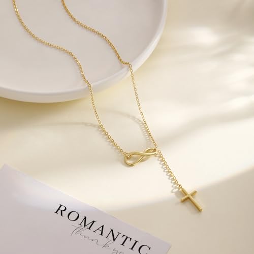 Cross Necklace for Women 14k Gold/Silver Plated Dainty Pendant Necklaces Trendy Jewelry Non Tarnish Hypoallergenic Waterproof Lightweight Gift for Women - style: gold cross necklace1