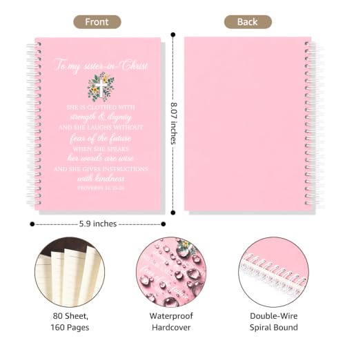 Sister in Christ Spiral Lined Notebook, Christian Sister Notebook - color: Pink4