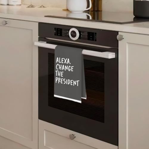 Funny Political Kitchen Towels - Change the President Decorative Waffle Weave Dish Towels, Funny Kitchen Bathroom Decor, House Warming Gifts, Changing Towel, 16×24 Inches- Gray - color: Gray