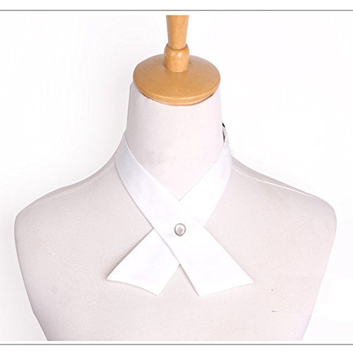 Tie for Men Women Adjustable Criss-Cross Bowtie School Uniform Pre Tied Bows for Girls Neck Tie Accessories bowtie03 - color: White