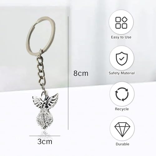 NIIIYTYB 2Pcs Guardian Angel Keychain Bulk Set Favors Souvenirs Key Chains for Women Men Charm Angel Charms for Memorial Silver Stylish Chain Accessories