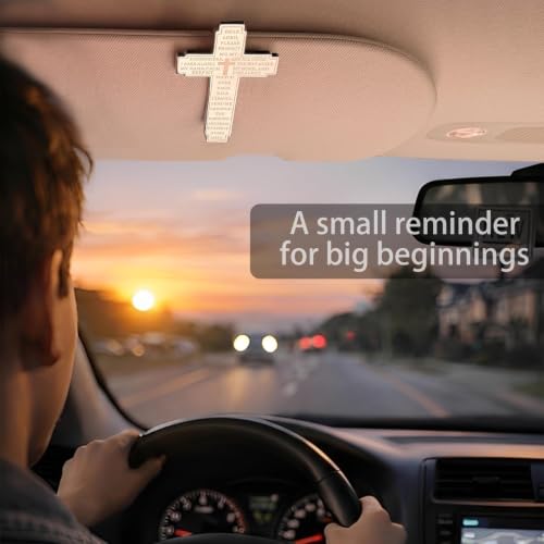 Drive Safe Visor Clip for Car, Christian Cross Car Accessory, Religious Cross Visor Ornament for Drivers, Spiritual Car Charm Gift Idea, Silver - color: Silver